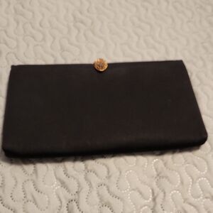 Black Satin Wristlet Clutch with Gold Knot Closure